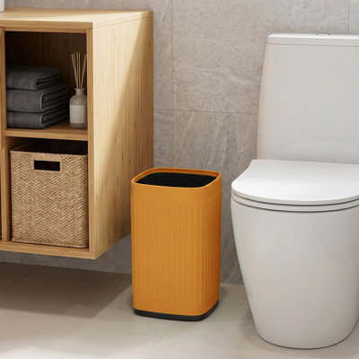 Poubelle en métal de 10 litres avec couvercle pour cuisine, salle de bain et bureau – Poubelle décorative orange étanche, petite poubelle