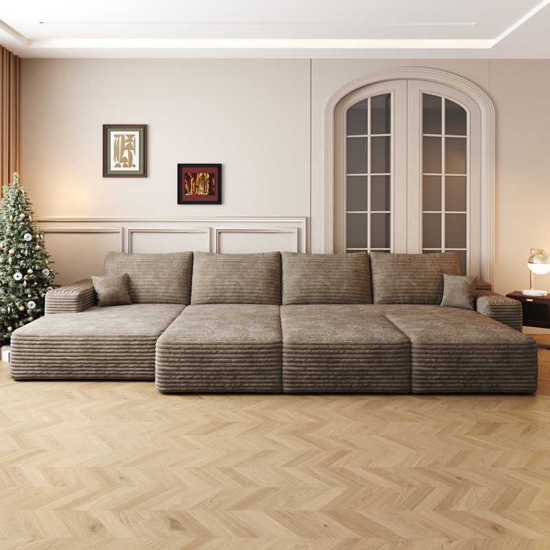 Luxueux canapé-lit modulaire pour salon avec tissu moelleux et sans assemblage