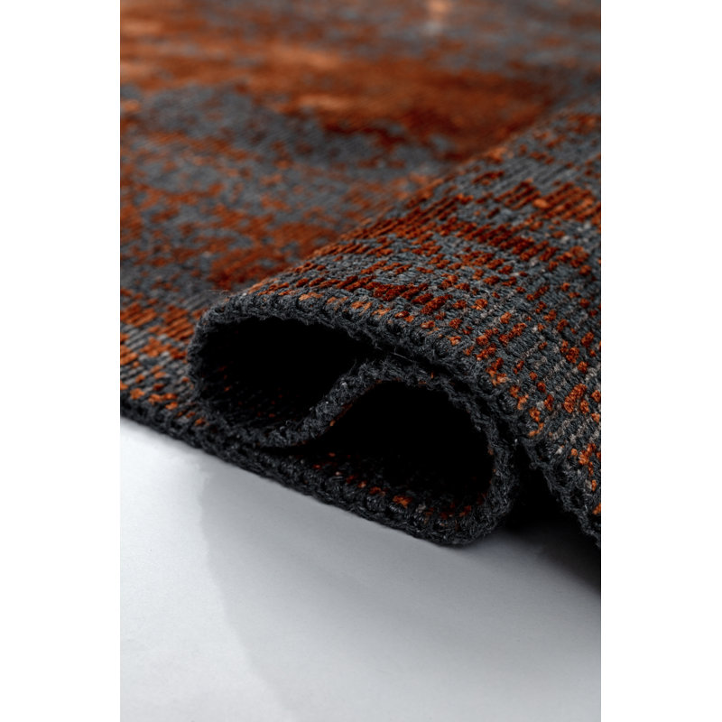 Rapture Black/Orange Abstract Luxury Area Rug, Rectangle 7'10" x 11'2"
