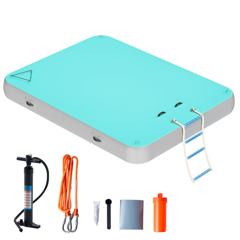 Quai flottant gonflable AMERLIFE, H 5,9 po x l 97 po x P 74 po, Bleu pâle/gris