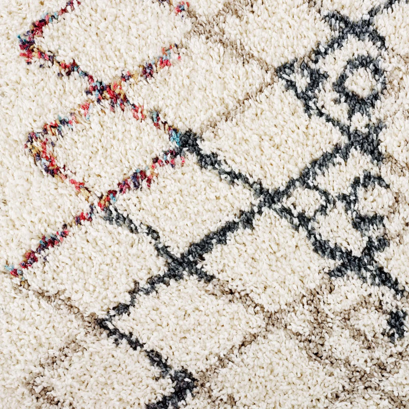 Tapis à poil long Skadi Rainbow Diamond, Rectangle de 5 pi x 8 pi