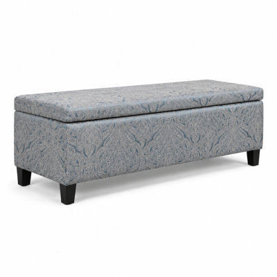 Upholstered Indoor Storage Ottoman Bench with Jacquard Upholstery, Lift-Top Hidden Compartment, 300lbs Weight Capacity, Multi-Functional Seating