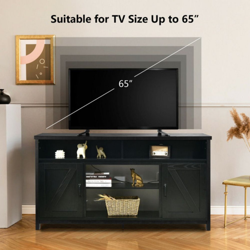 Meuble télé 59 pouces avec meuble télé et porte de grange pour téléviseur de 65 pouces