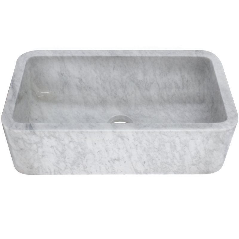 33" x 18" Carrara Marble Farmhouse Kitchen Sink