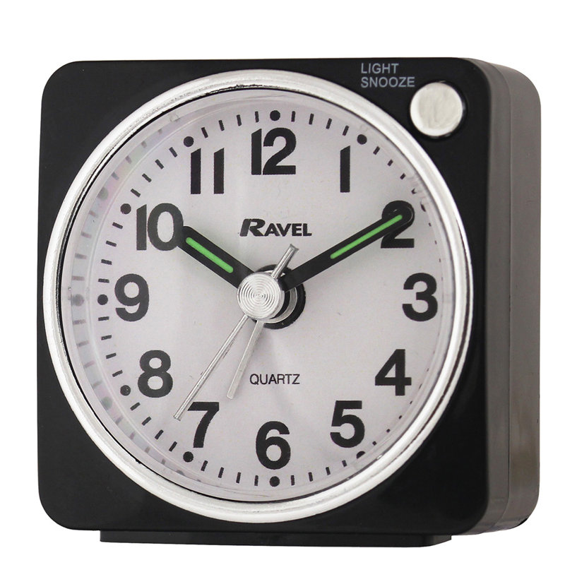 Quartz movement / Crystal Alarm Tabletop Clock, Black/Silver