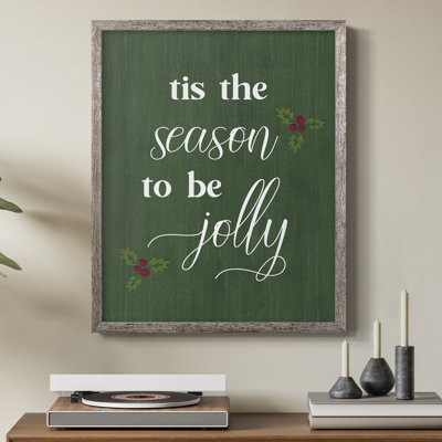 «Tis the Season Holly», reproduction encadrée - bois massif