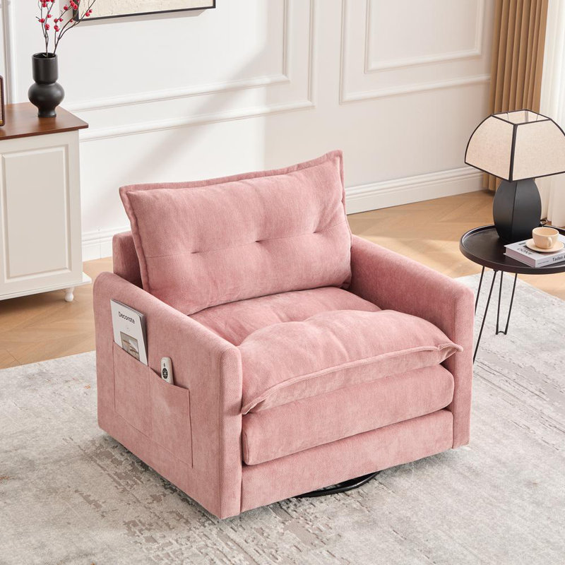 Fauteuil demi-tonneau pivotant de style Mid-Century moderne, Rose