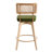 Uniondale Swivel Vevlet Upholstered 26.2'' Counter Stool with Rattan Cane Back and Solid Wood Frame-1654579959