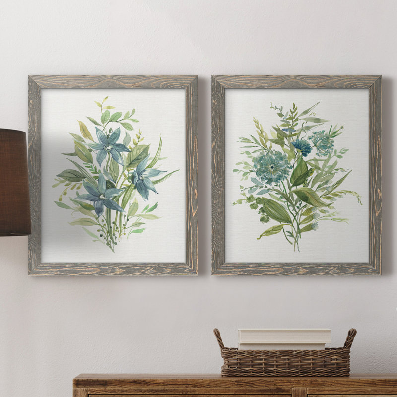 «Greenery I», ensemble de reproduction d'art sur toile, Cadre gris, H 37,5 po x l 55 po x P 1,5 po