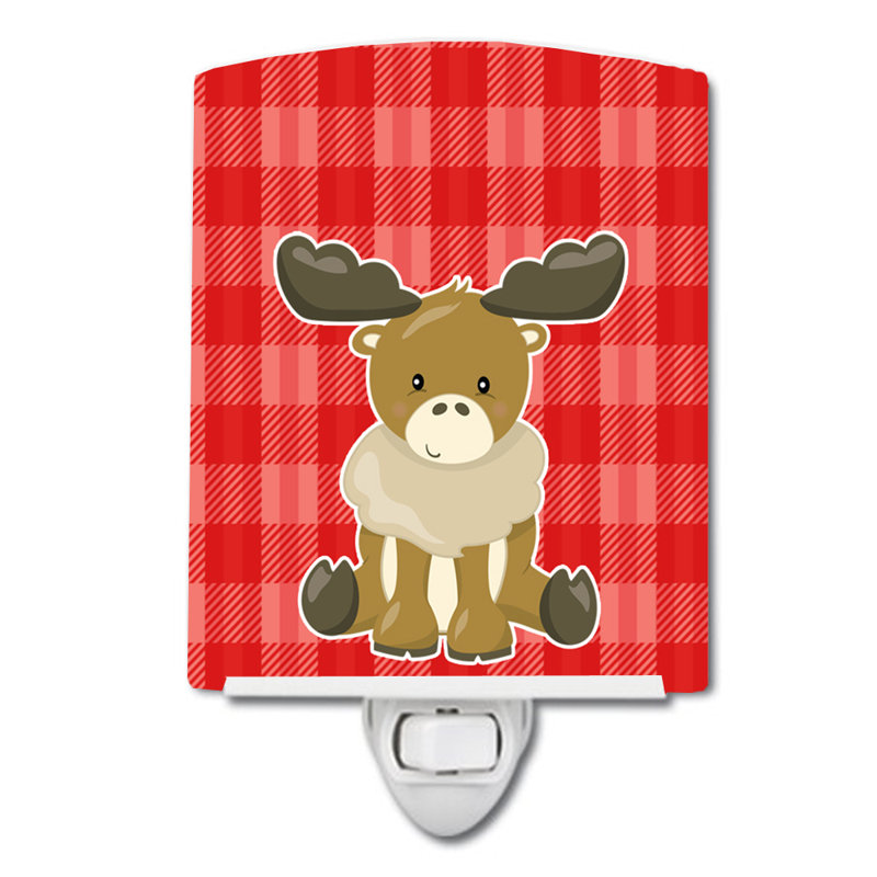 Moose on Plaid Ceramic Night Light