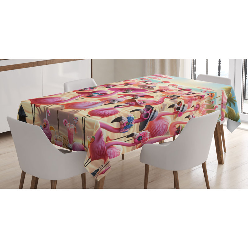 Dympna Rectangle No Pattern Microfiber Tablecloth, 70" Rectangle