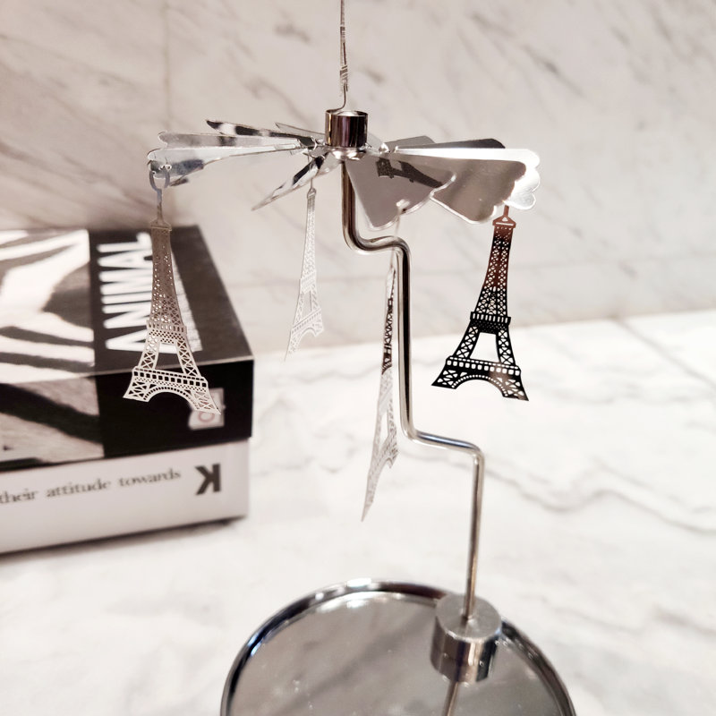 Ensemble de porte-bougie rotatif à carrousel avec tours