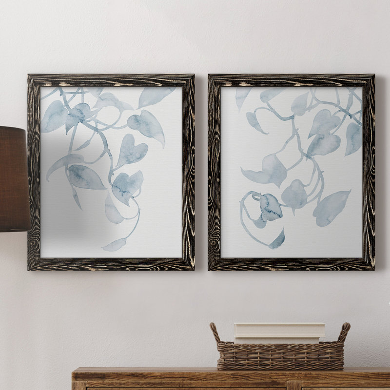 Pothos Penumbra I - ensemble de 2 peintures sur toile encadrées, H 24 po x l 36 po x P 1,5 po, Noir