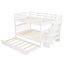Lit superposé d'escalier de chambre à coucher en blanc - Lit double avec lit gigogne simple et rangement organisé-345175177
