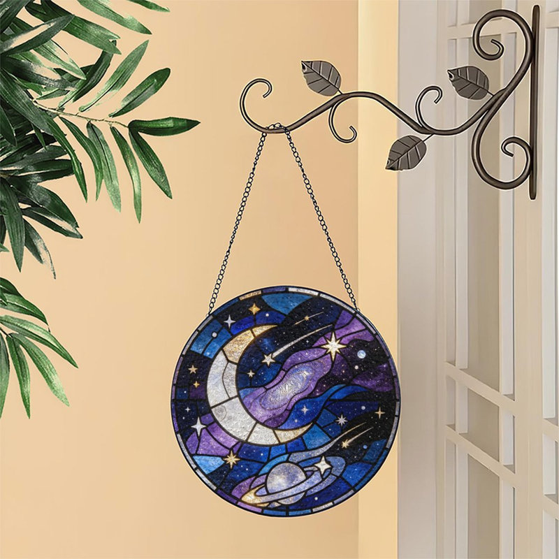 Vitrail céleste de style étoile de lune avec vitrail et panneaux de verre pour décoration de fenêtre
