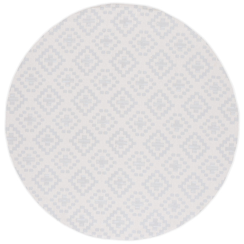 Martha Stewart Indoor Outdoor Performance Machine Washable Geometric Indoor/Outdoor Area Rug, Round 6'7"