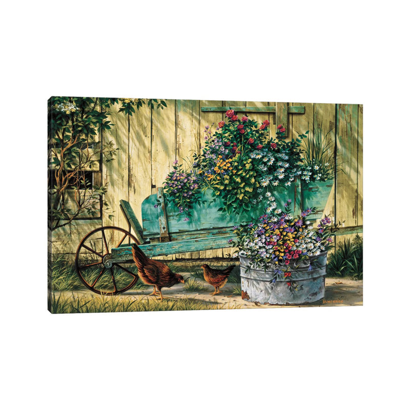 «Spring Social» par Michael Humphries, peinture sur toile tendue, H 26 po x l 40 po x 1,5 po