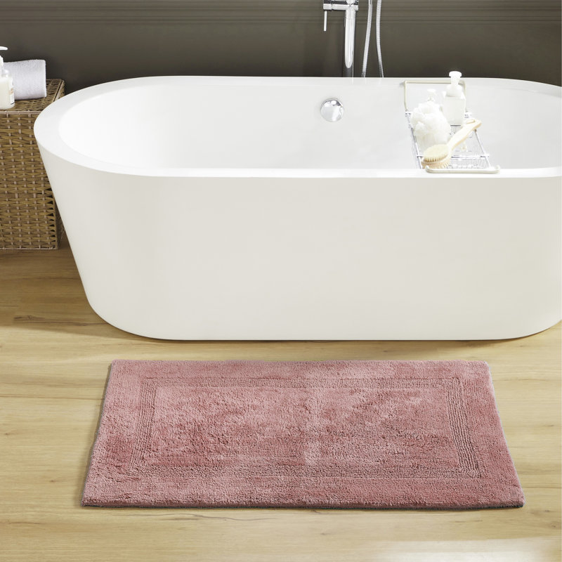 Rozanne Reversible Cotton Bath Rug, Pink, 24" x 40" Rectangle