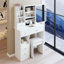 Petit meuble-lavabo de bureau avec tiroir à gauche avec petit espace + tabouret rembourré, très grand miroir coulissant à droite, rangement multicouche à grande capacité, commode pratique et pratique, convient aux petits espaces-1110936842