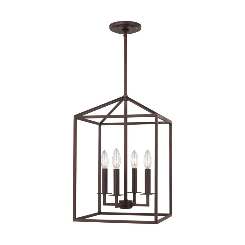 Lustre rectangulaire à 4 lumières Ellis, H 23,25 po x l 15,5 po x P 15,5 po, Non, Forgeron