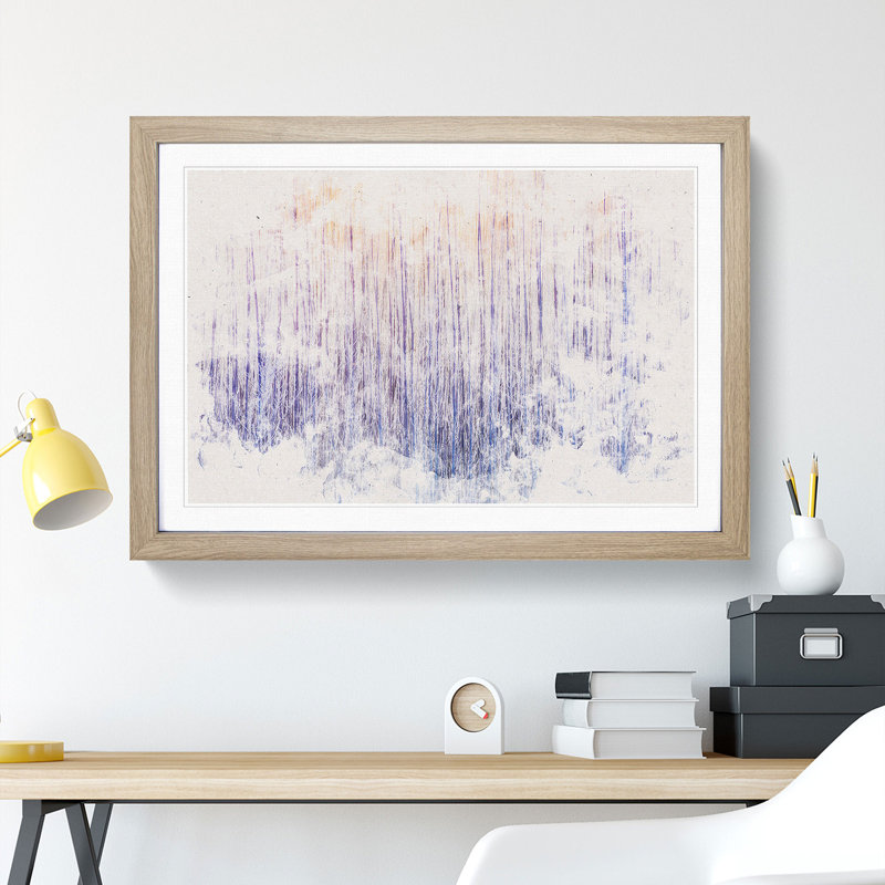 Warm Winter Forest Watercolour - Picture Frame Graphic Art, Oak, 35cm H x 50cm W x 2cm D