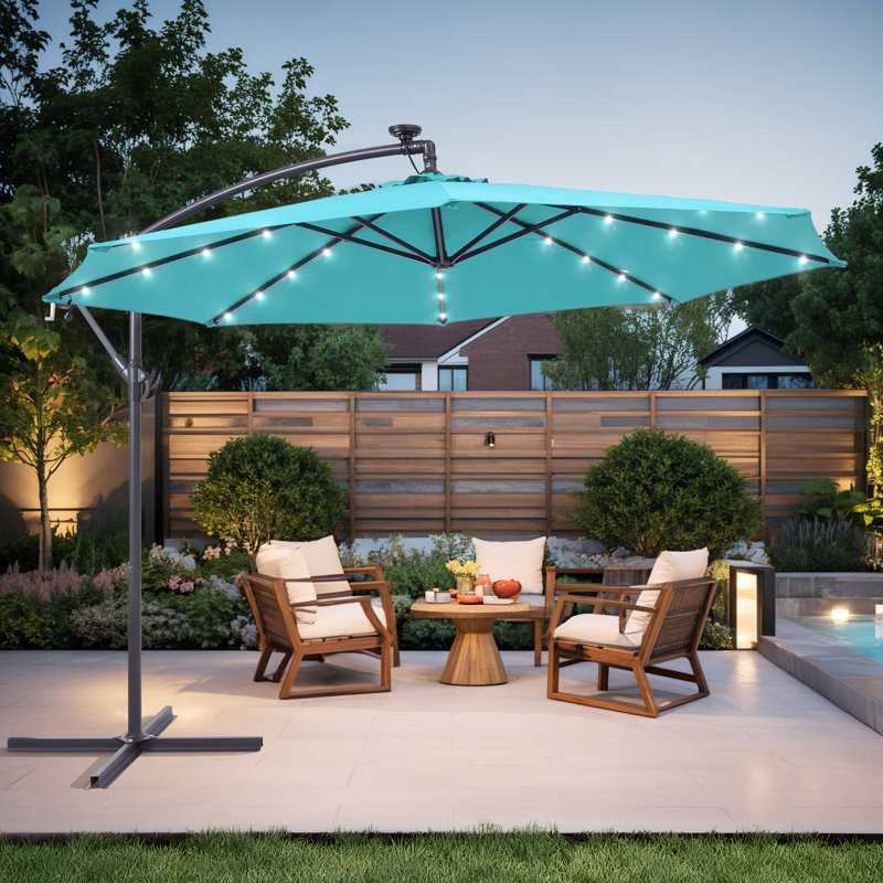 Parasol en porte-à-faux 10 pi Atanase, Turquoise