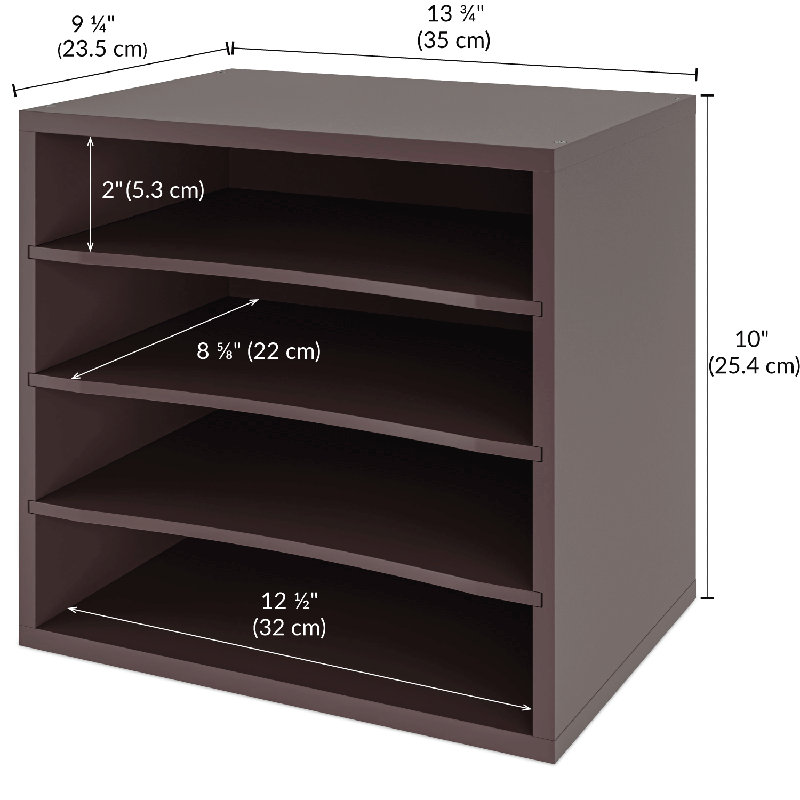 Reagan 4 Tier Paper and File Organizer with Removable Shelve, Espresso