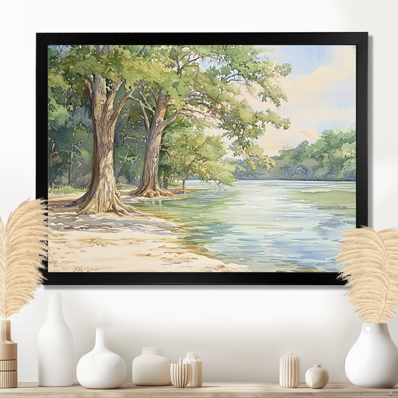 «Brazos River In Texas II - Texas», reproduction sur toile, Reproduction encadrée d'une seule photo sans pass, Noir