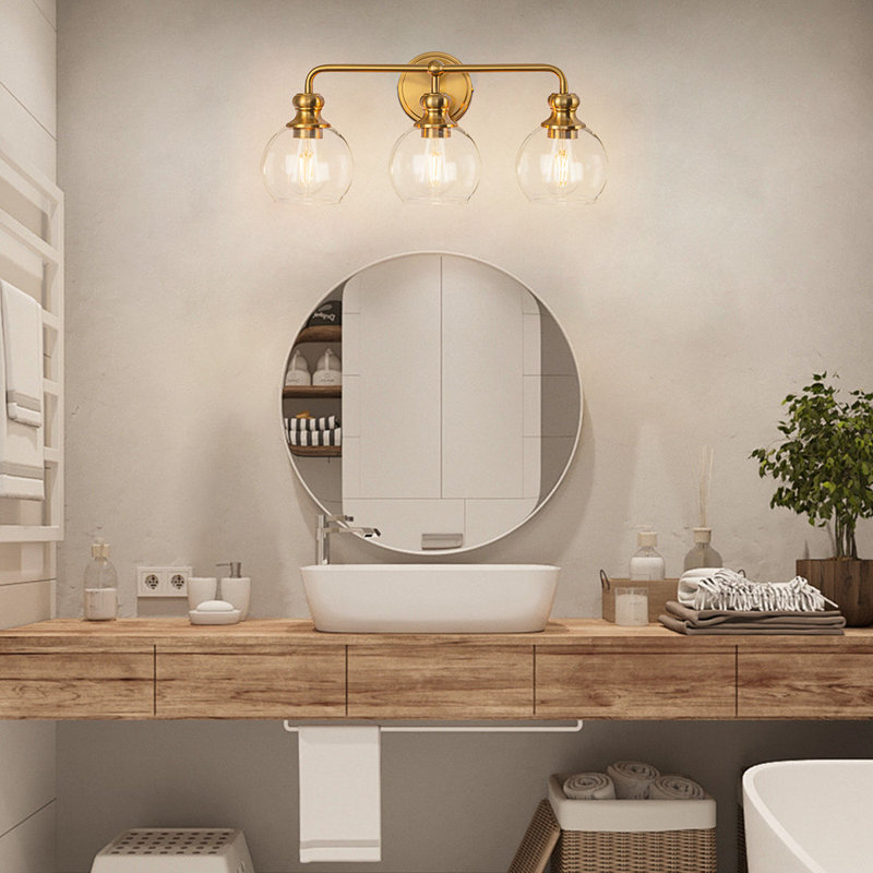 Éclairage pour salle de bain 3 lumières Giambanco, Or