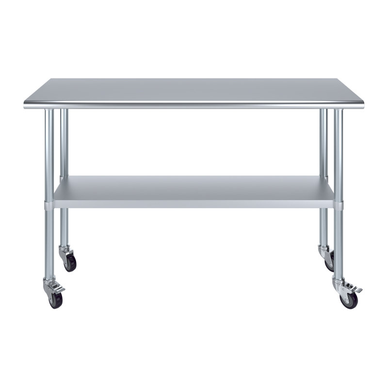 18 po X 60 po Table en acier inoxydable avec roulettes