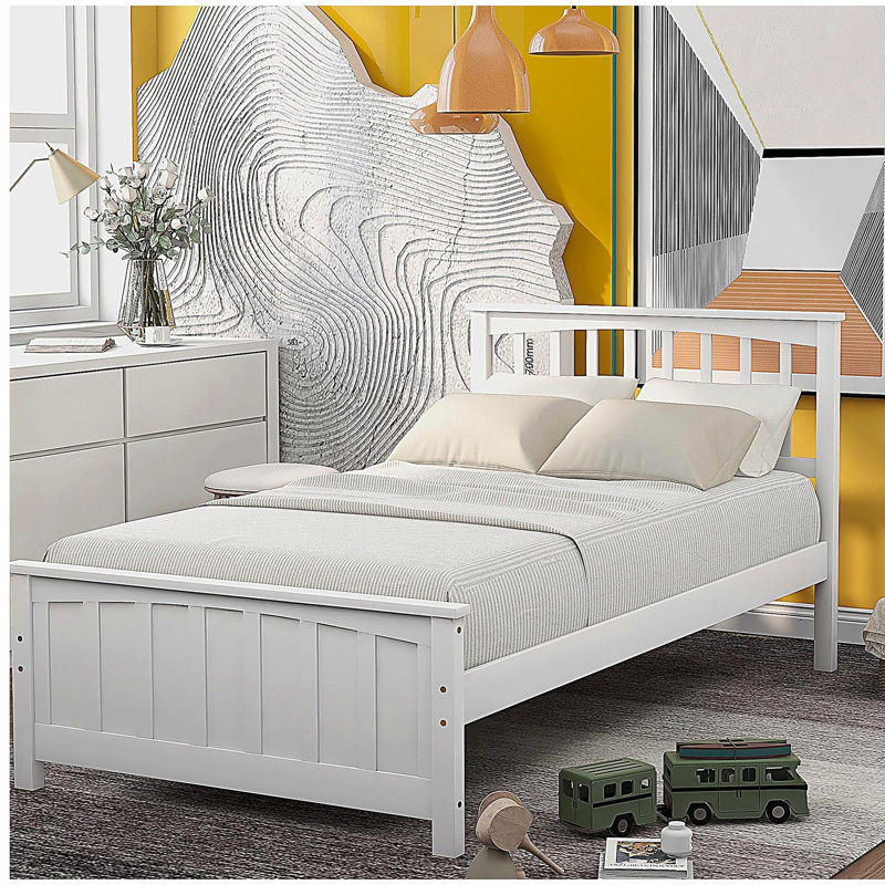 Lit plateforme simple en bois, lit plateforme blanc (moins deux pieds de support centraux)
