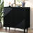 Contemporary Minimalist Side Cabinet, Adjustable Shelf Setup, Geometric Door Pattern Modern Cabinet In Black, With Spacious Storage And Interior Shelves-35166701
