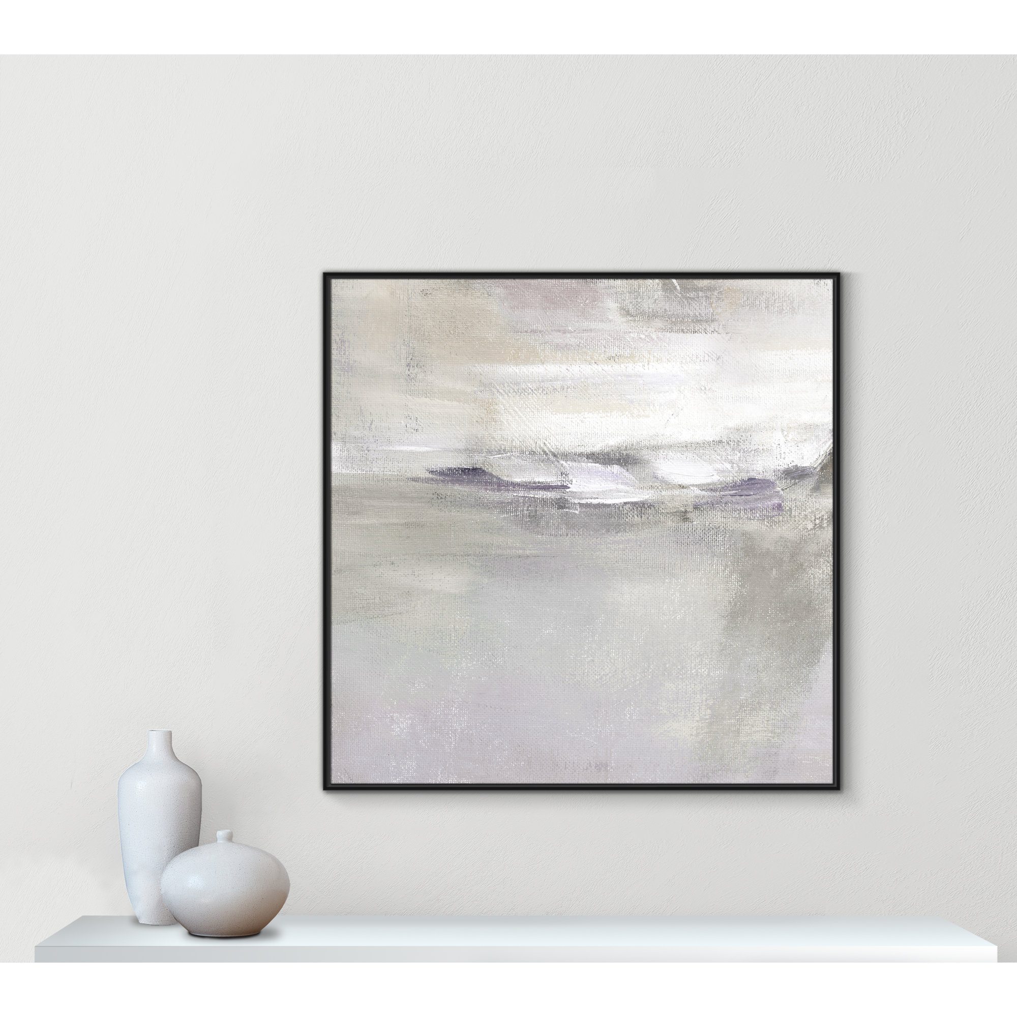 Lilac Horizon by Nan - Floater Frame Print on Canvas, Black Framed, 46.5" H x 46.5" W