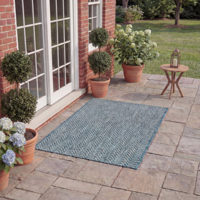 Aevry Navy/Gray Area Indoor/Outdoor Area Rug