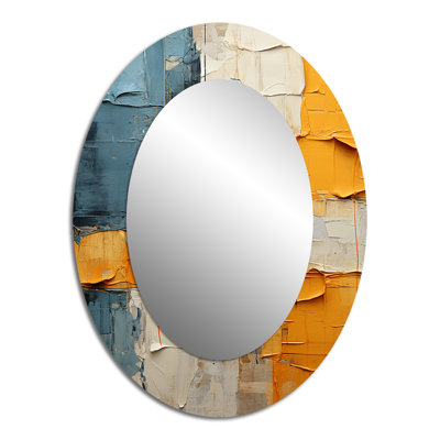 Paper Quilt II - Yellow Modern Oval Wall Mirror