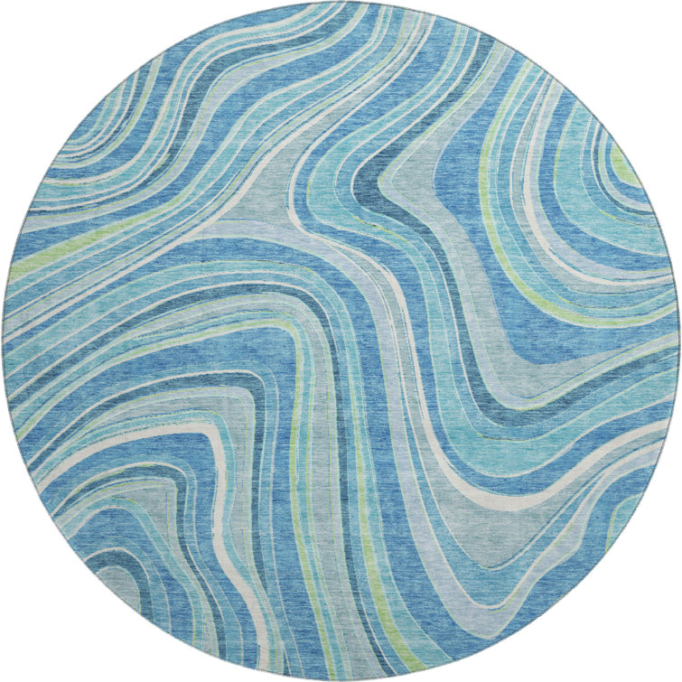 Premium Machine Washable Prisco Blue Rug
