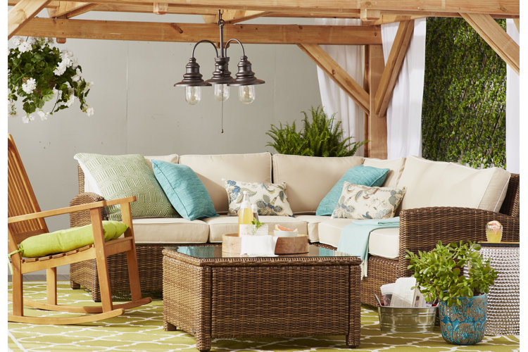 large wooden outdoor chandelier