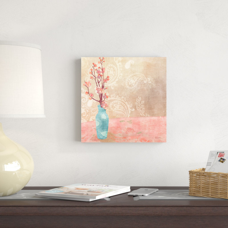 «Vase of Cherry Blossoms II» par Evelia Design, reproduction d'art sur toile tendue, H 12 po x l 12 po, Toile tendue