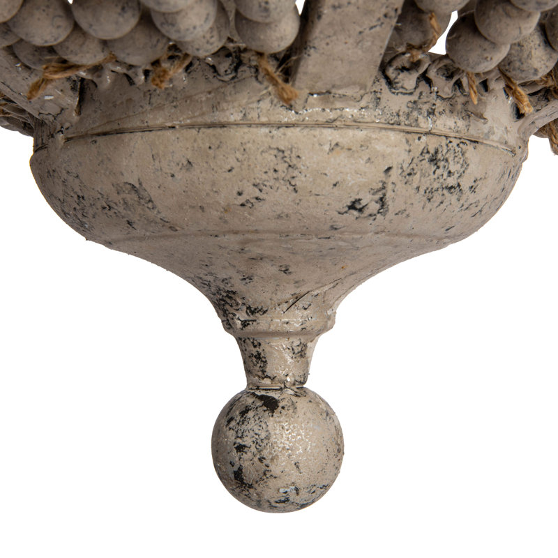Draped Wood Bead Chandelier, Gray