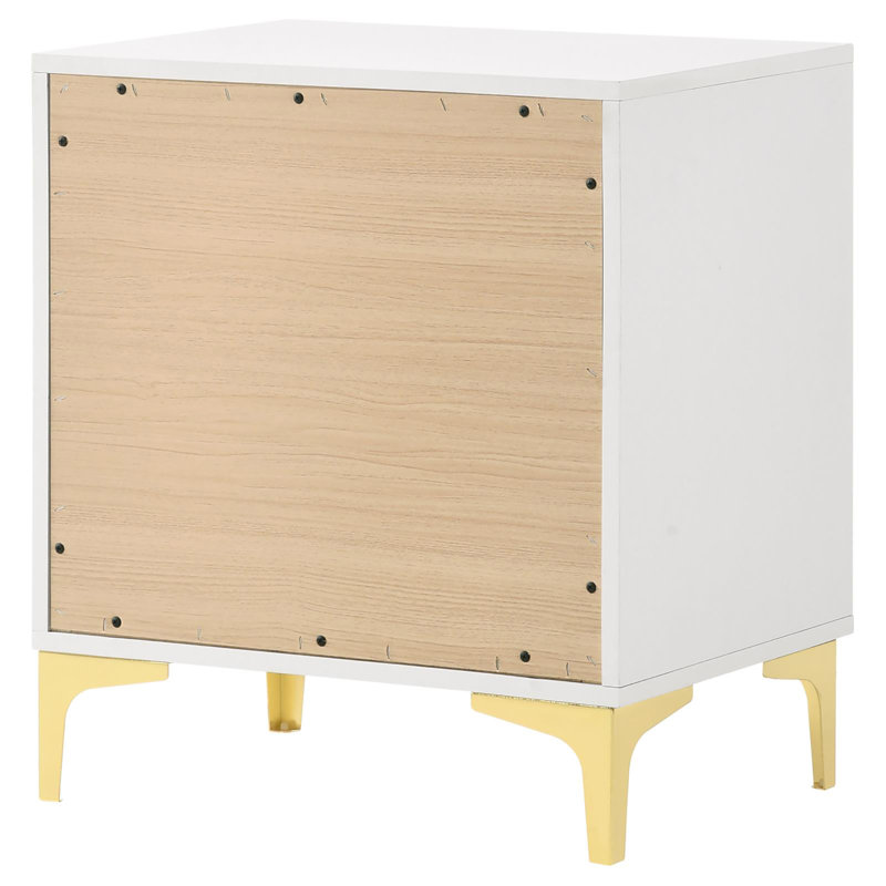 Table de chevet rectangulaire blanche et 2 tiroirs