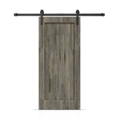 1 Panel Shaker Stained Pine Wood Interior Sliding Barn Door with Hardware Kit
