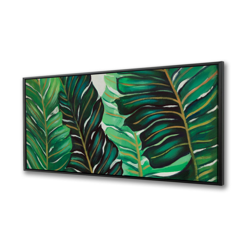Plusieurs feuilles de plantes exotiques - art sur toile botanique pour la décoration intérieure