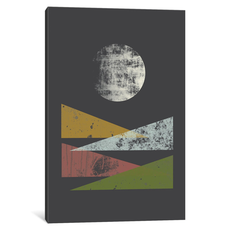 «Hills at Night», impression sur toile tendue, H 32 po x l 24 po x P 1 po, Papier avec cadre noir, Blanc