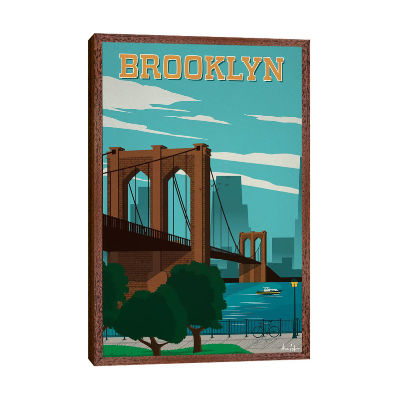 Brooklyn - Print on Canvas, 101.6cm H x 66.04cm W x 3.81cm D, Brown Framed