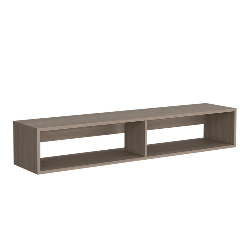 Warrior 59" Floating Tv Stand With Two Open Shelves, Media Compartments And Cable Management Light Gray, 11"H x 13"L x 60"W