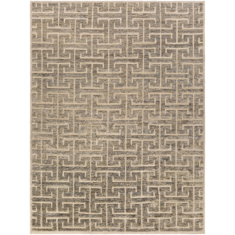 Tapis noué la zone grise à la main Amita, Rectangle 2 pi x 3 pi