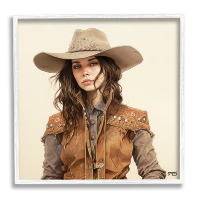 «Southwestern Cowgirl Portrait» par RB, reproduction d'art sur toile simple