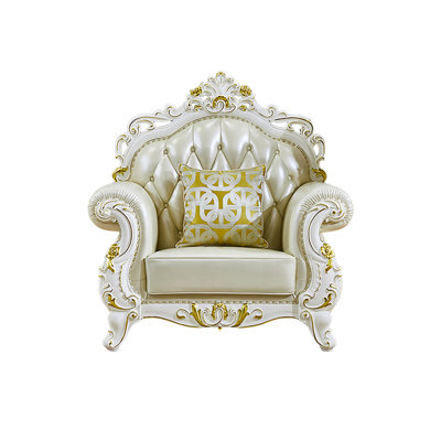 Fauteuil en cuir véritable capitonné de 47,2 po de largeur European