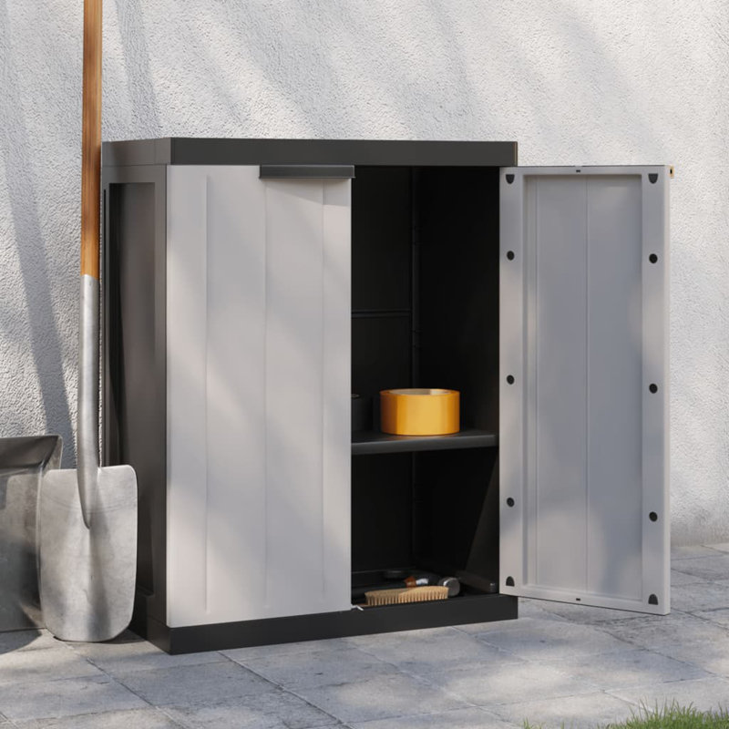 WFX Utility™ Outdoor Storage Cabinet 25.6"X14.6"X33.5" PP, Gray/Black