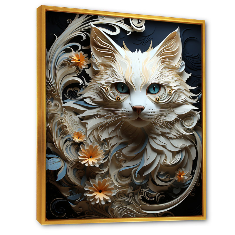 «Balinese Beauty Cat», reproduction d'art mural, H 40 po x l 30 po x P 1,5 po, Cadre flottant doré